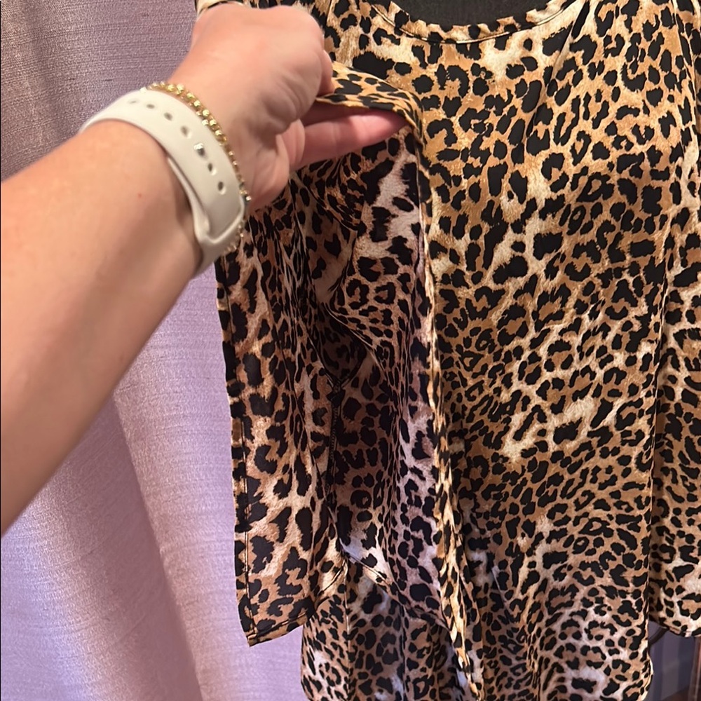 Laurie Felt Oversized Leopard Print Tunic Brown Black - Picture 4 of 8